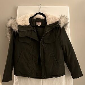 Missoni for Target Olive Green Jacket with Faux Fur Trim